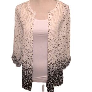 Danielrainn button up blouse, white/blk. Sm